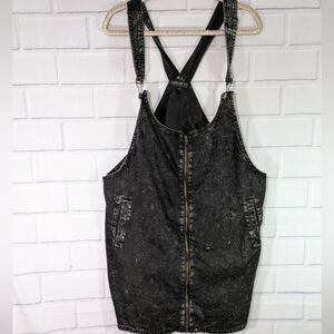 Forever 21 Black Front Zip Denim Jumper